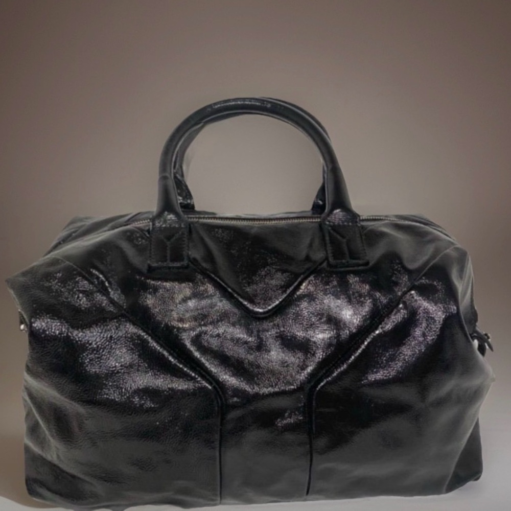 YSL Easy Boston Patent Leather Enamel Black Bag - Picture 9 of 14